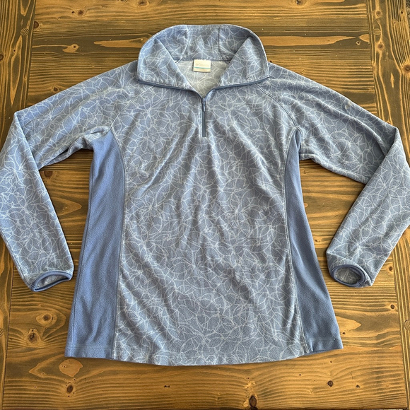 Women's Columbia Blue & White Patterned Fleece 1/4 Zip Sweatshirt XL Outdoor - Picture 3 of 8